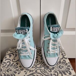 Converse Double Tongue  All Star Low Top Sneakers in Light Aqua